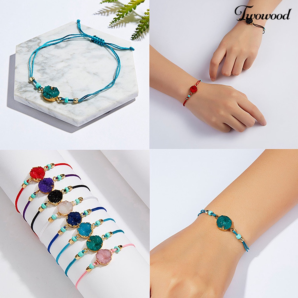 Gelang Batu Imitasi Adjustable Tahan Lama Gaya Korea Untuk Pria Dan Wanita