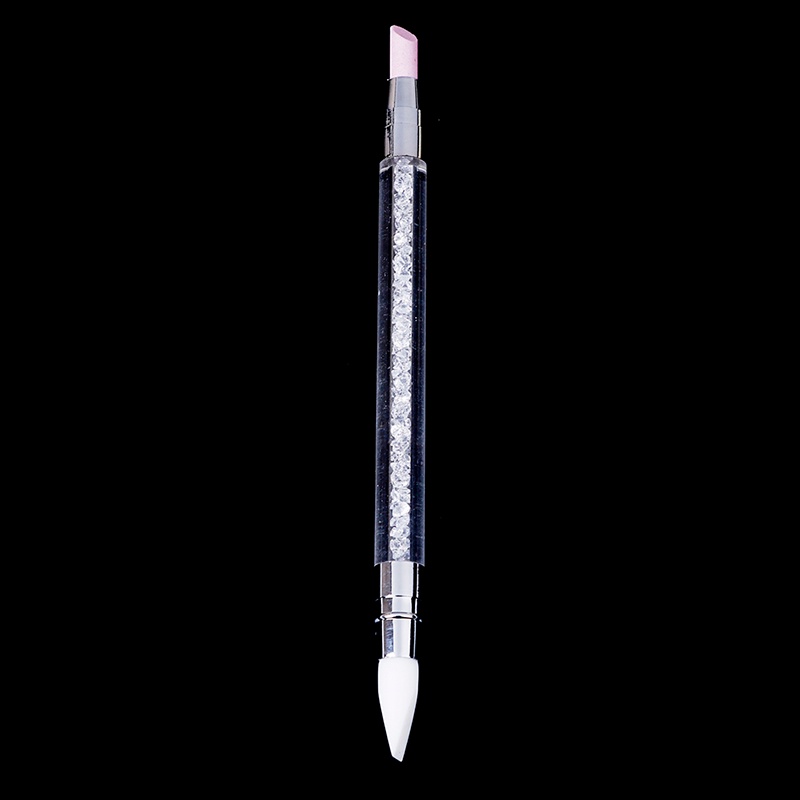 [FULL] 1Pc nail art cuticle remover pen double head quartz silicone press stick tool