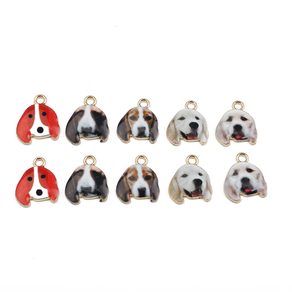 4pcs Charms Enamel Bentuk Anjing Bahan Alloy Warna Emas Untuk Membuat Perhiasan Kalung Dan Gelang