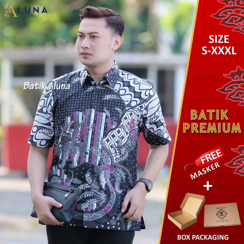 BATIK PRIA LENGAN PENDEK REGULAR PREMIUM MODERN KEMEJA BATIK PRIA REGULAR SOLO BATIK ALUNA PD 002