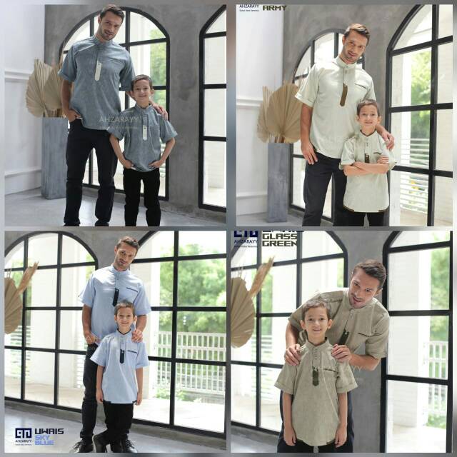 Koko Couple Uwais By Ahzarayy/Koko Couple Ayah Anak/Koko Lebaran/Baju Couple Kelaurga