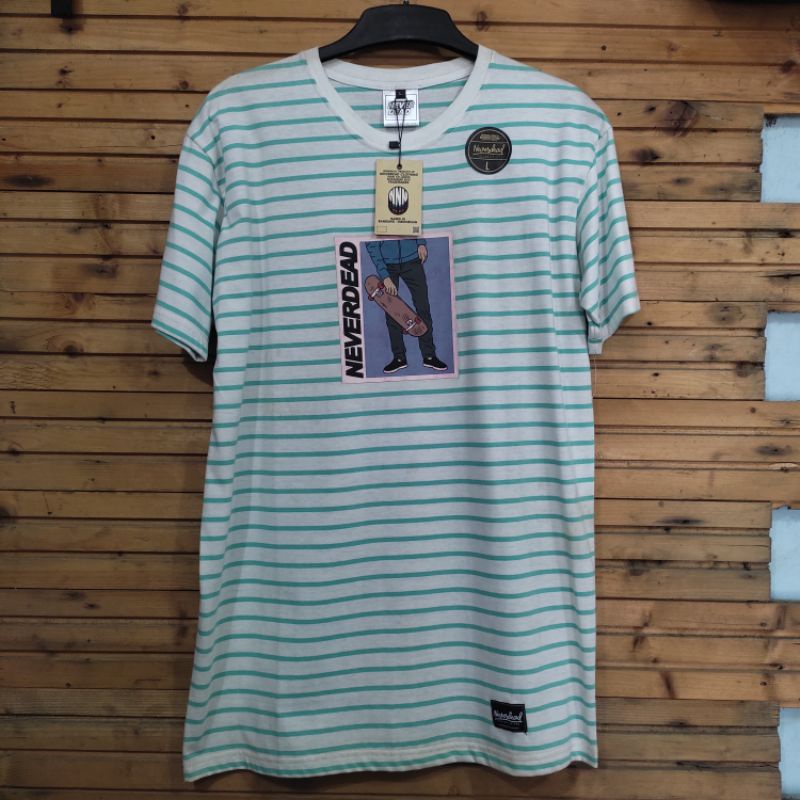 Kaos katun lengan pendek distro pria skater strip original merk Neverdead