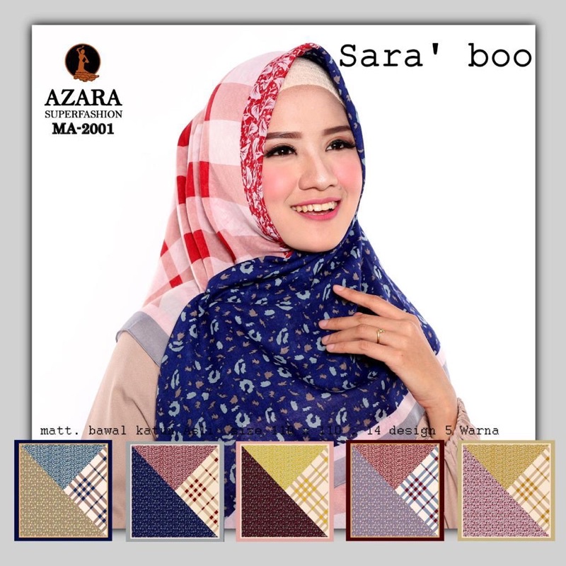JILBAB SEGIEMPAT AZARA MOTIF VOAL /Kerudung Tepi Jahit Motif-1