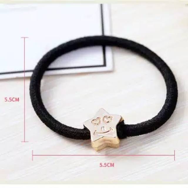 Kingtiam Karet rambut elastis warna hitam polos karakter body fashion/ Ikat rambut / ponytail-3