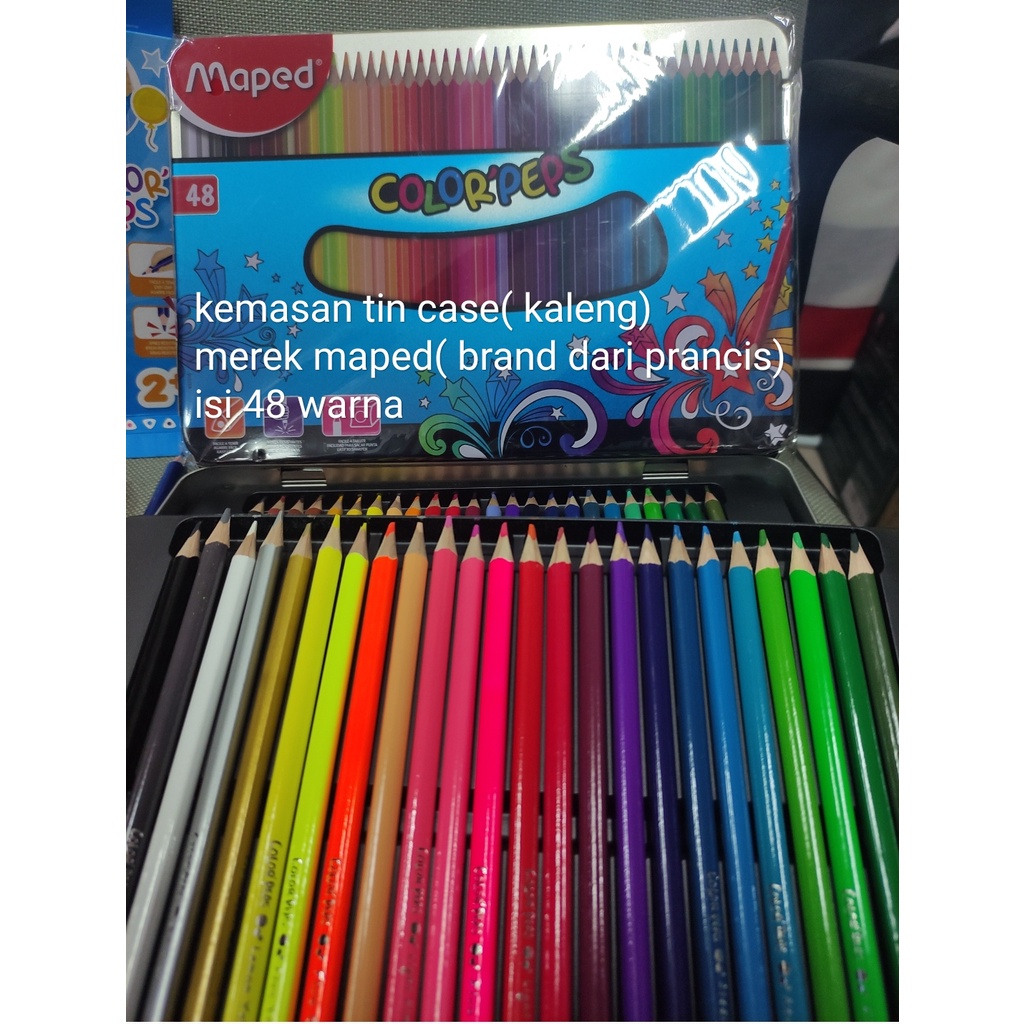 

pensil warna maped color peps france tin case kaleng 48 warna