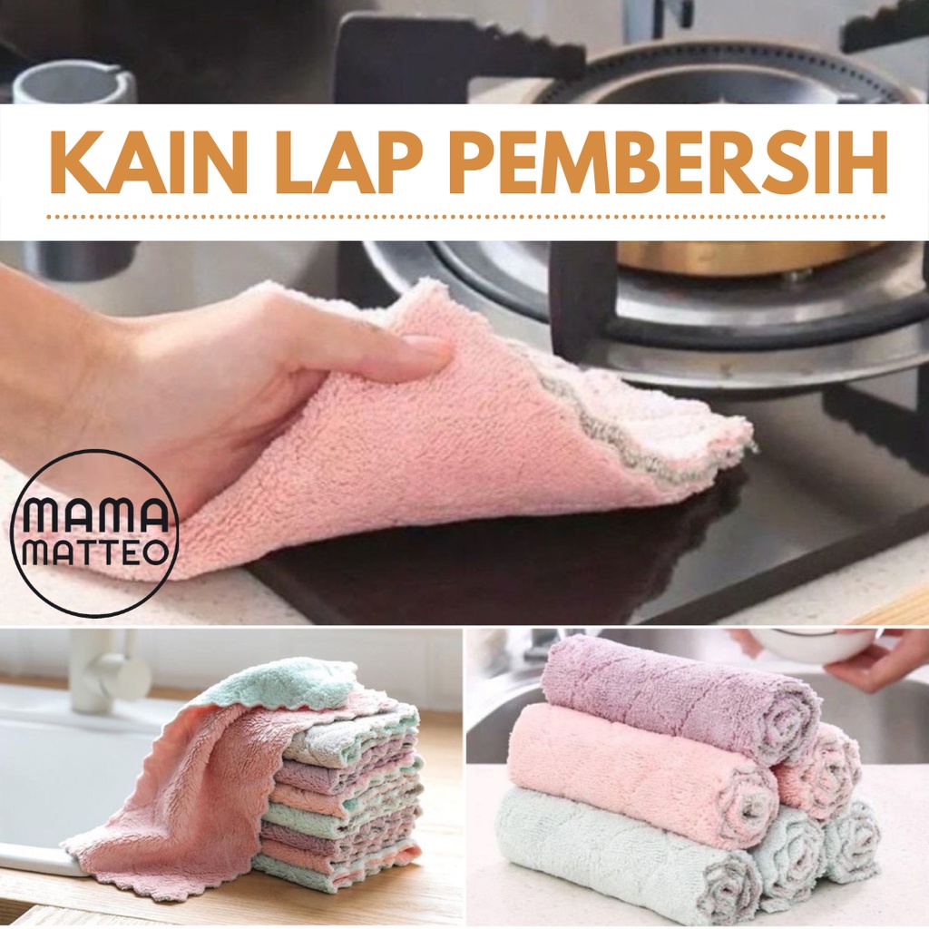 Kain Lap Pembersih kecil Bahan Coral Fleece / Lap Tangan / Kain elap Dapur / Lap kompor minyak