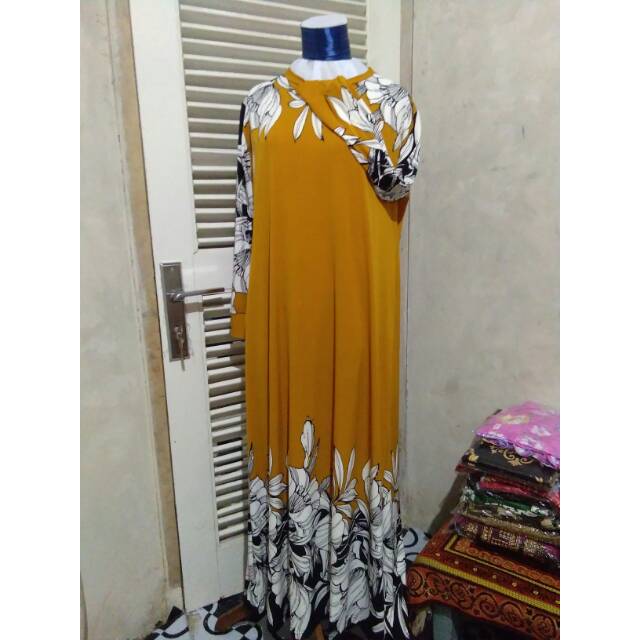 Gamis Jersey Kuning Mustard Murah