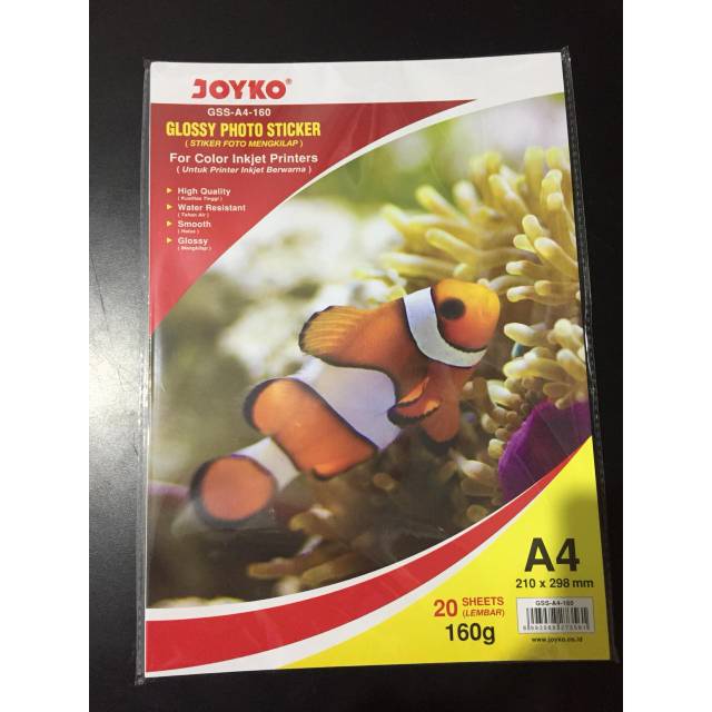 

Joyko Glossy Photo Sticker A4 160 Gsm Kertas Stiker Print Foto GSS-160