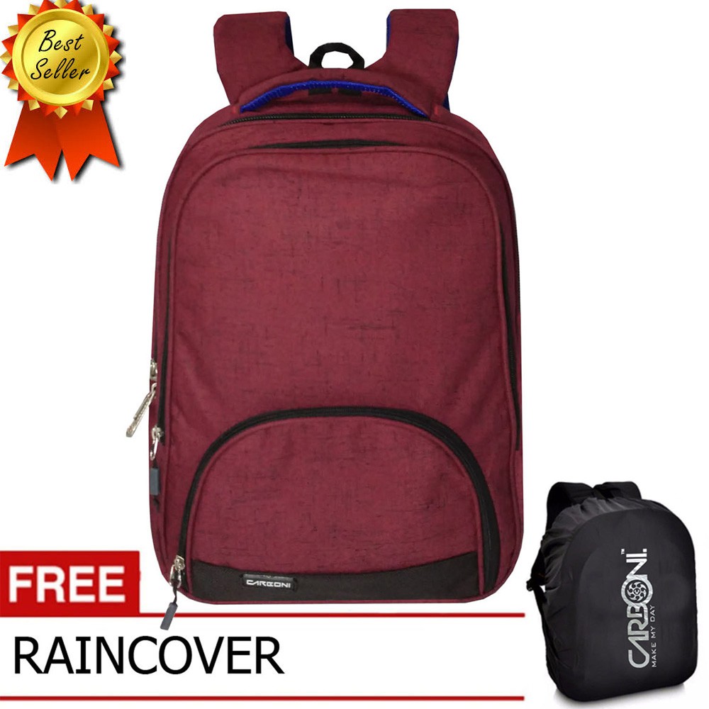 Carboni Make My Day Original Casual Backpack Laptop Sistem RA00015 17 - Red + Raincover waterproop