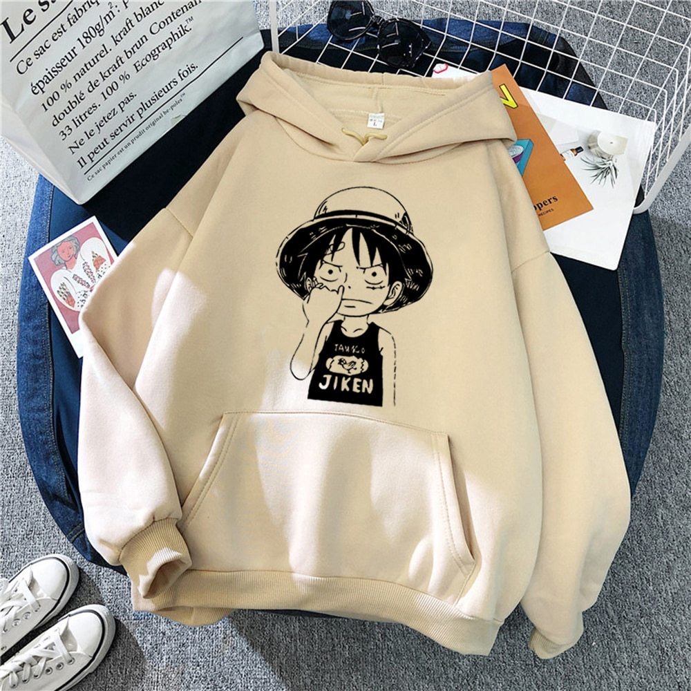 Sweater Hoodie Anime JIKEN Luffy II JIKEN Luffy Anime Jumper Hoodie II Sweter Oblong Topi Sz M - XL ( Pria &amp; Wanita / Anak &amp; Dewasa )