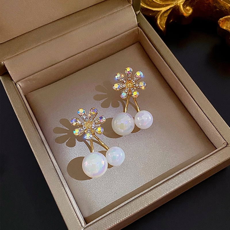 Anting Mutiara Bunga sparkle Warna-Warni Untuk Wanita Aksesoris Telinga Korea