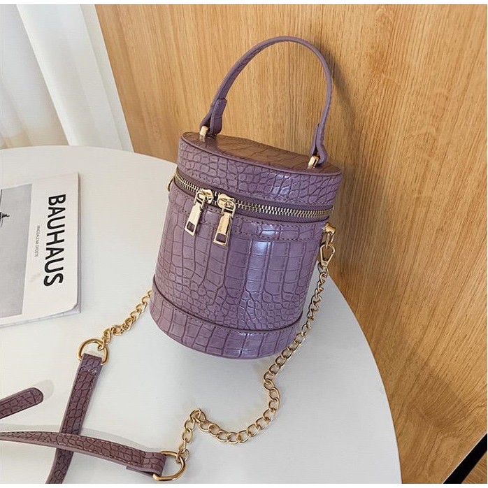 L5540 Tas Selempang Kosmetik Wanita Cantik Motif Croco MINI Slingbag Kecil Model Tabung Tas HP Terba
