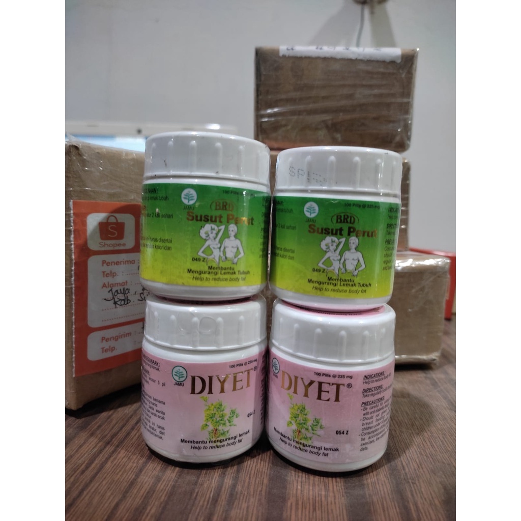 PAKET PELANGSING DIYET 100 PIL & SUSUT PERUT 100 PIL (2 BTL DIYET + 2 BTL S.PERUT)