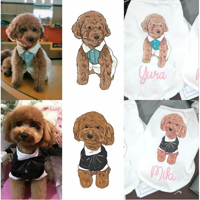 Custom Couple Set Baju Anjing Kucing kembar Dog Couple Shirt