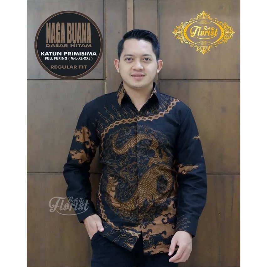Kemeja Batik Pria Lengan Panjang Naga Buana Florist Batik