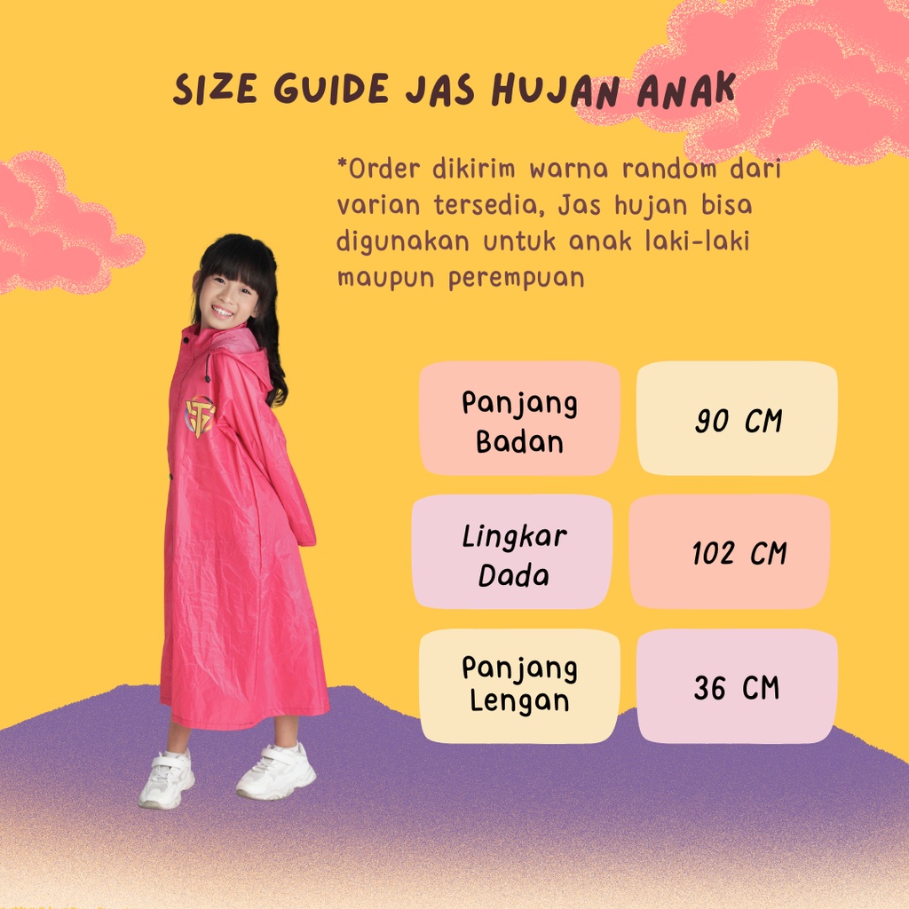 Jas Hujan Anak Twins19 Perempuan Laki Laki  Motif Lucu - Raincoat Anak Terusan Twins19