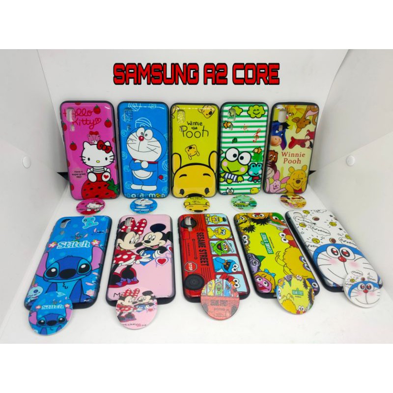 SOFTCASE SAMSUNG A2 CORE KARAKTER ANIMASI POP SOCKET