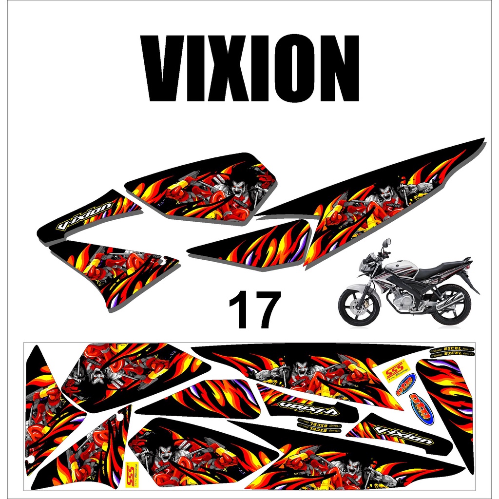 (cod)  VIXION OLD. Sticker Stiker Striping Lis Variasi Vixion Old Murah Desain DS OLD - 17