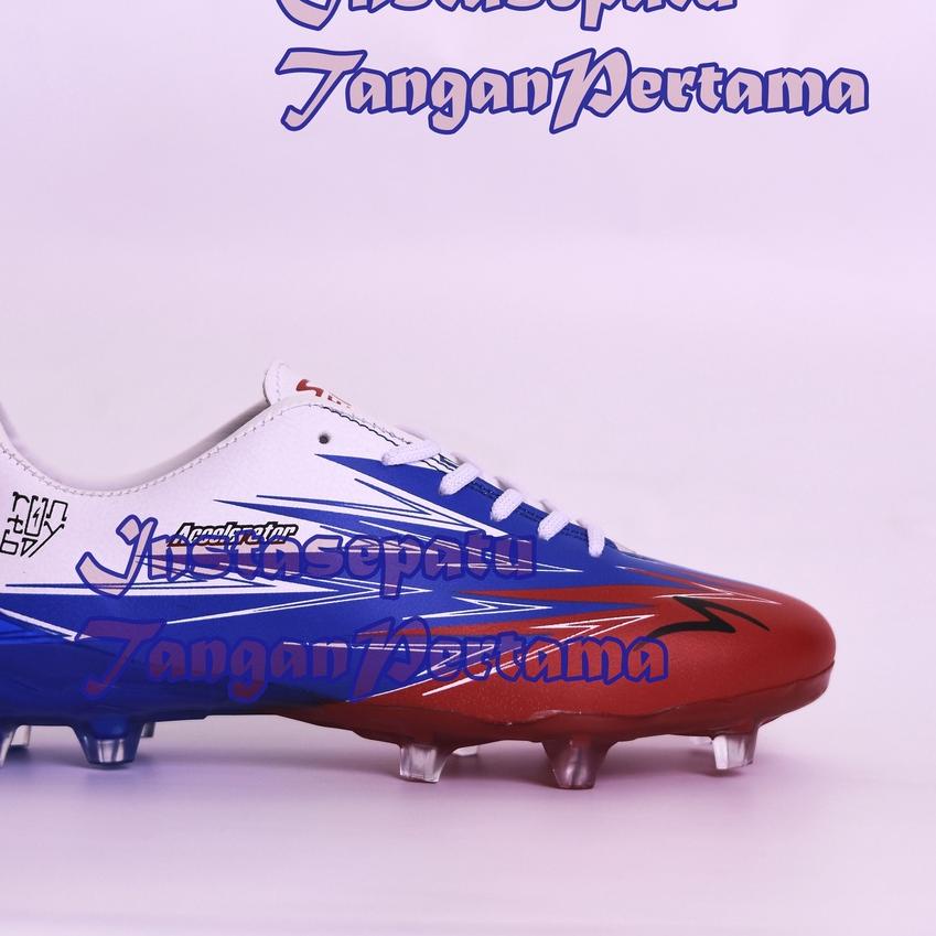 Sepatu Bola Sol Bening Specs Accelerator Lightspeed 3 In-White/Tulip Blue/Emperor Red
