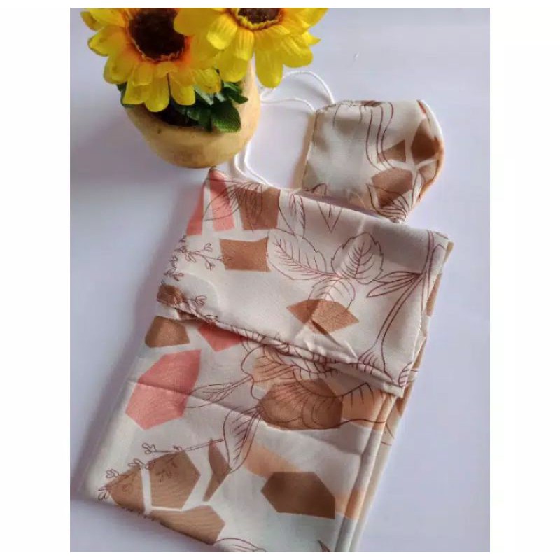 Hijab bergo motif+masker