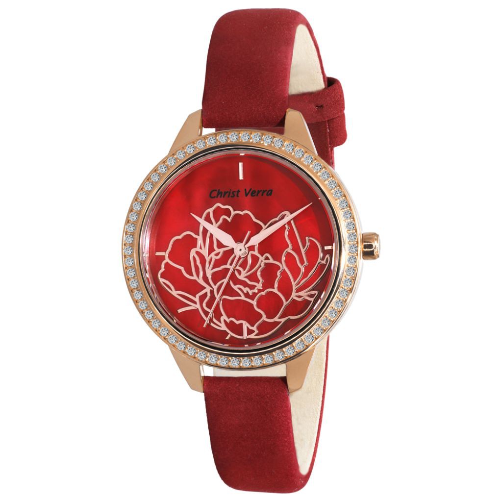 Jam Tangan Wanita Tali Kulit Christ Verra CV 71617L-25 RED