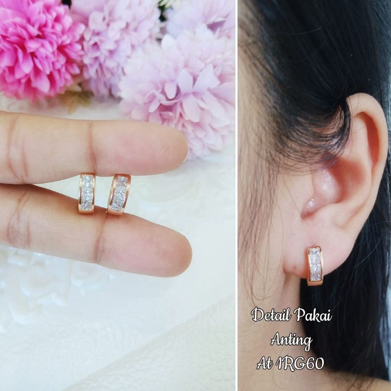 Anting Titanium Anti Karat Klip Permata Putih Xupblink Jewelry Anting Titanium Terlaris