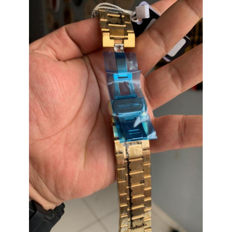 Strap Tali Jam Tangan rante rantai Original Stenlis teel GOLD MEWAH buckle clik