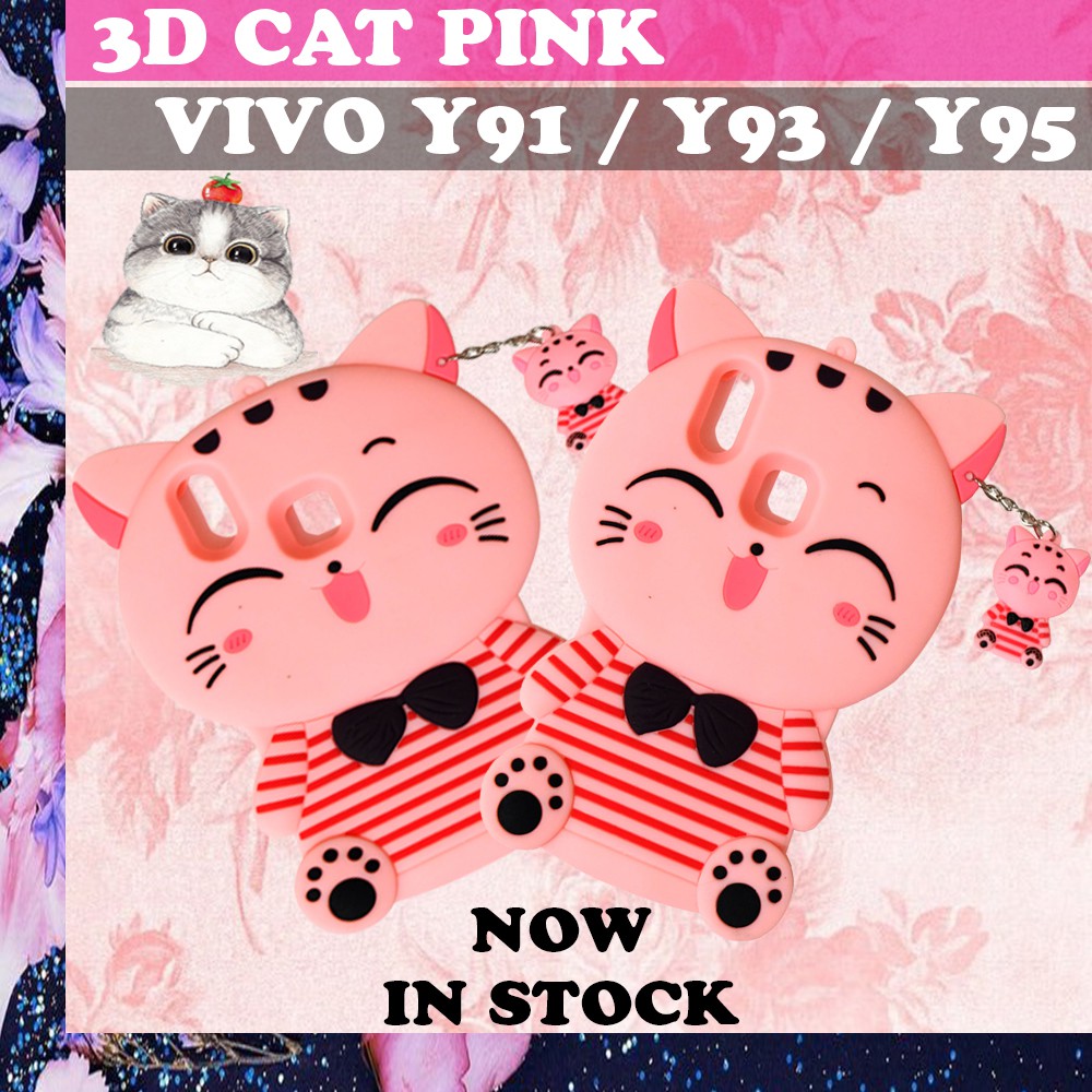 Softcase 4D Xiaomi Redmi Note 8 Pro Silikon 3D Pink Cat Lucky Cat / Silikon Case Soft Case-kucing pink