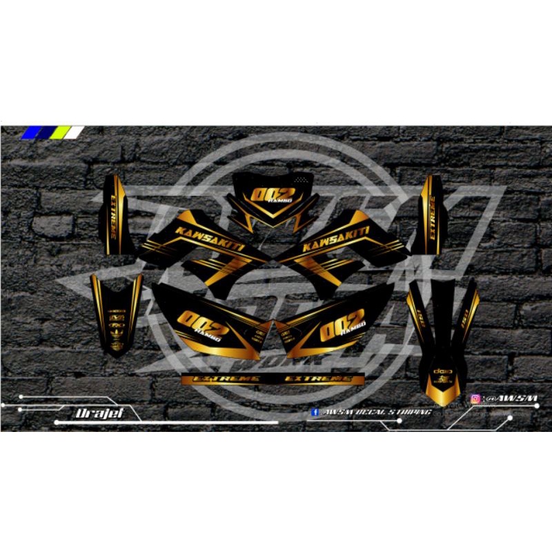 Decal klx l hitam gold terbaru