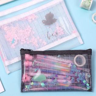 

Import Terlaris Tempat pensil Gliter Transparan Korea Penyimpanan Alat Tulis Lucu Motif Unik Serbagu