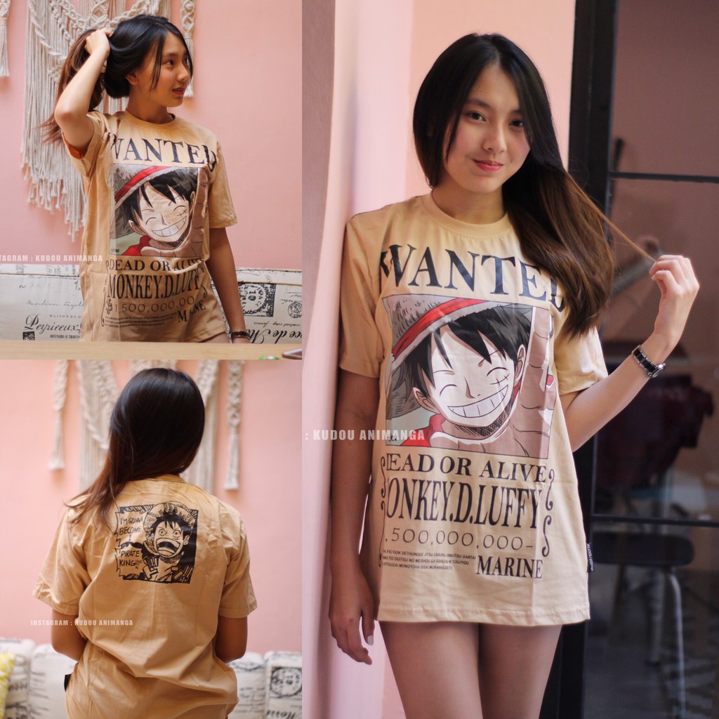 Kaos Luffy wanted Cream 1,5M Berry