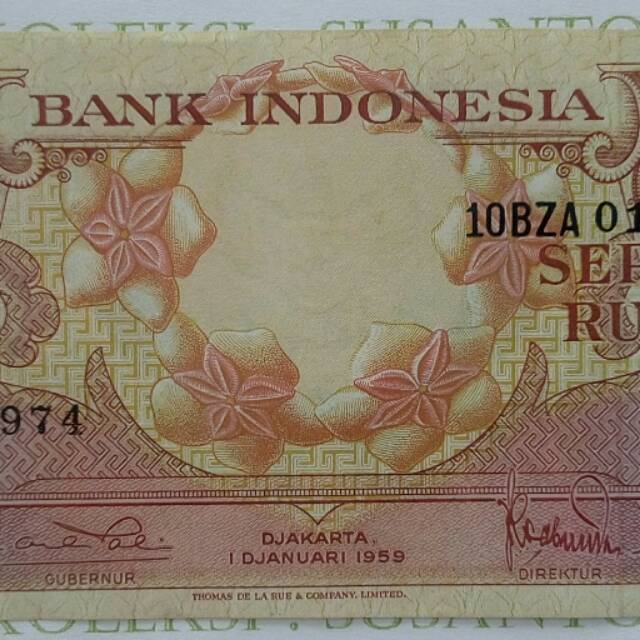 10 rupiah bunga & burung th 1959.