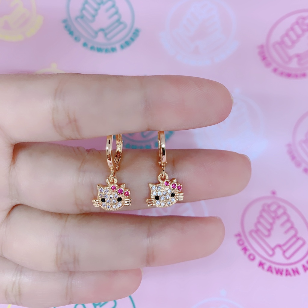 Xuping Anting Anak Perempuan Anti Karat Model Clip Permata Meow 10