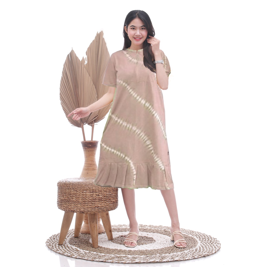 Daster Ruffle Bahan Kaos Batik Varo Warna Pastel