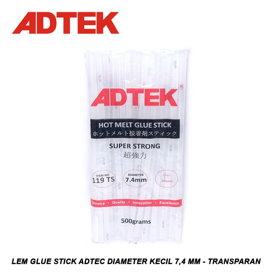 Lem Glue Stick ADTEK Diameter Kecil 7,4 mm - Transparan