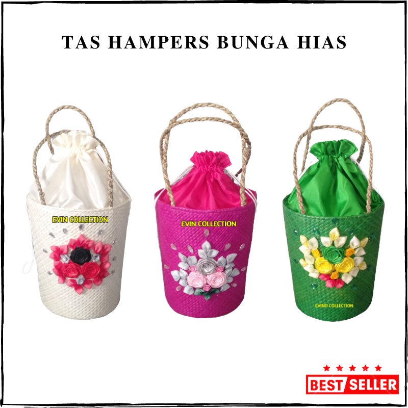 Tas Parcel Anyaman Isi 3 Toples Variasi Bunga Hias Keranjang Hampers Anyaman Pandan