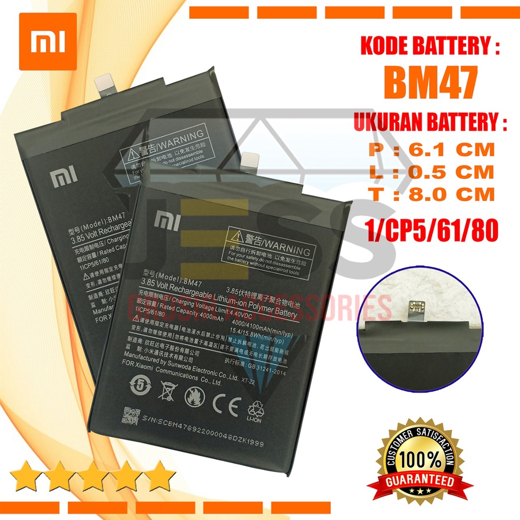 Baterai Battery Original Xiaomi BM47 &amp; BM-47 For Tipe HP Redmi 3 , Redmi 3s , Redmi 3x , Redmi 3 pro , 3pro , Redmi 4x