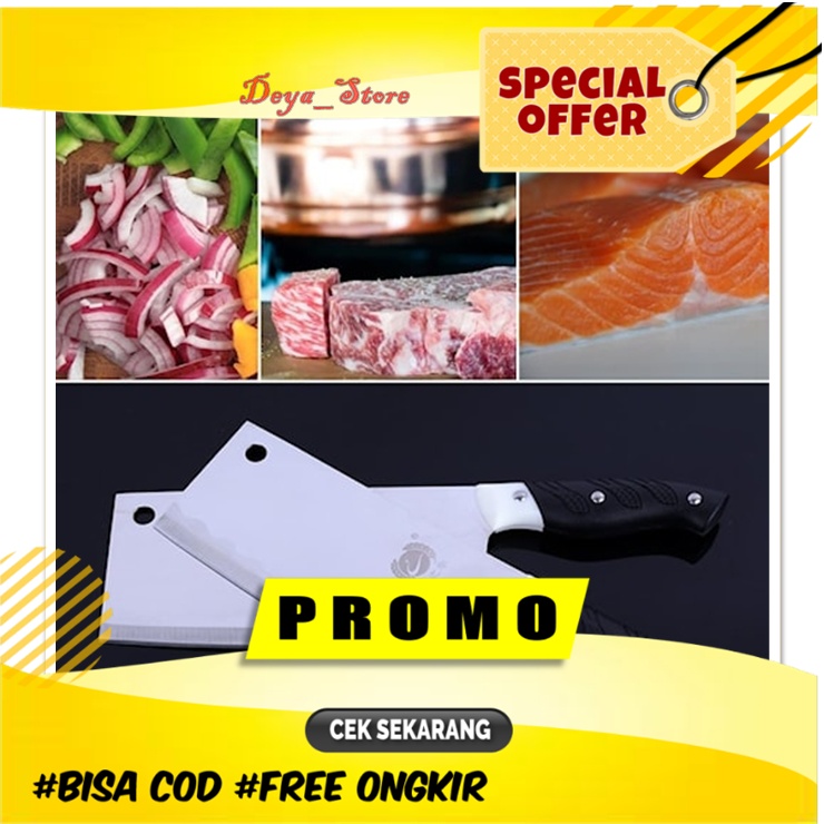 Pisau Daging Super Tajam Baja Putih Original Stainless Tebal Pisau Maxim Set Cacah Tulang Cincang Da