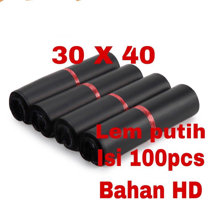 

0POLYMAILER ±100PCS 30 x40CM HITAM PREMIUM GLOSSY PLASTIK POLYMAILER