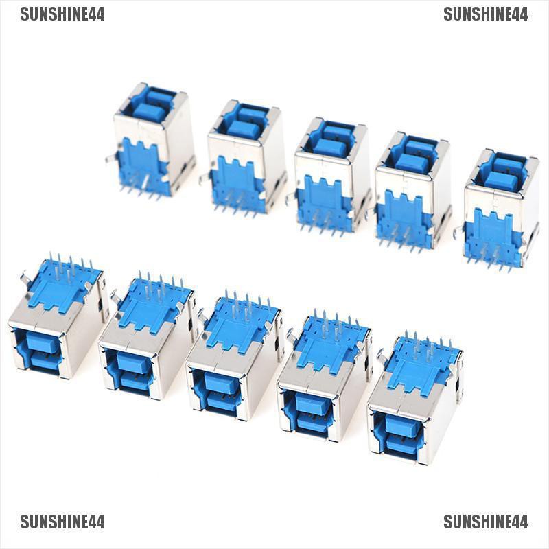 (SUNSHINE44) 10pcs Konektor Plug jack USB 3.0 Tipe B Female Sudut Kanan AF