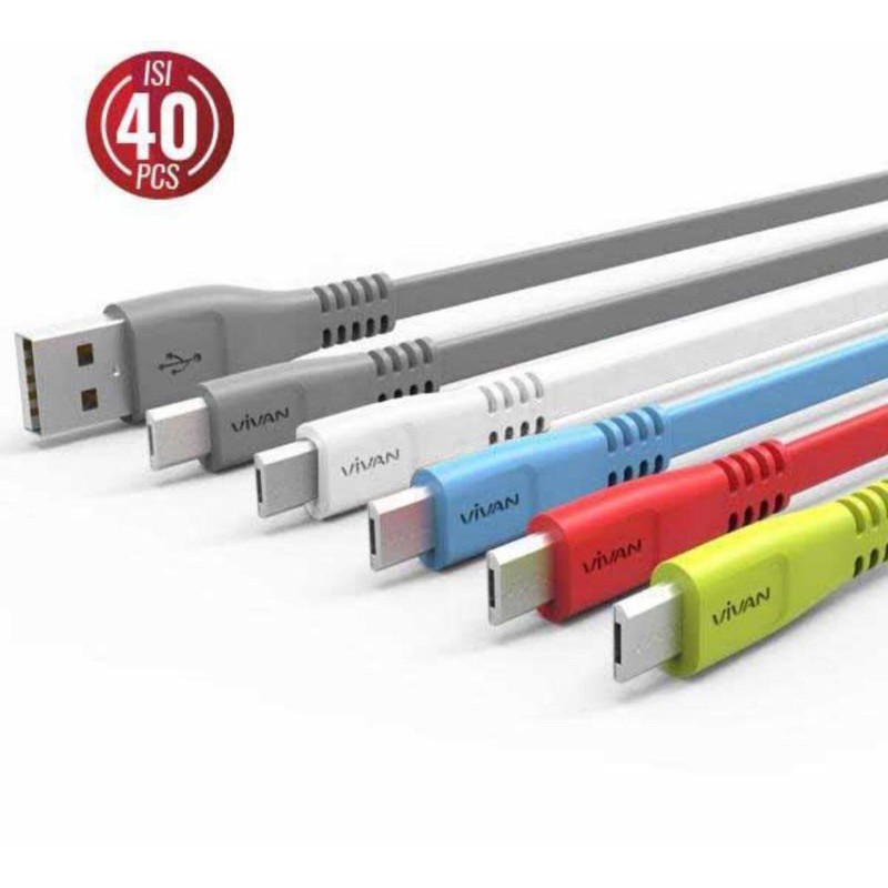 KABEL DATA VIVAN CSM100S MICROUSB NEW COLORFULL ORIGINAL VIVAN