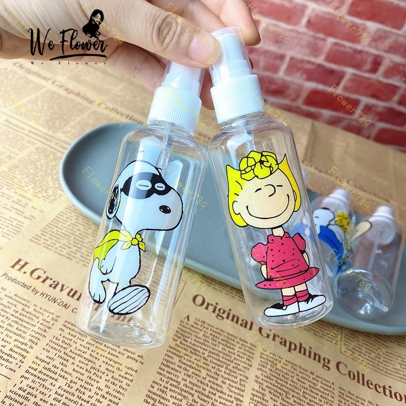 (We) Botol Kosong Bahan Plastik Desain Snoopy Kartun Kapasitas 100ml Portabel Untuk Kosmetik/Makeup