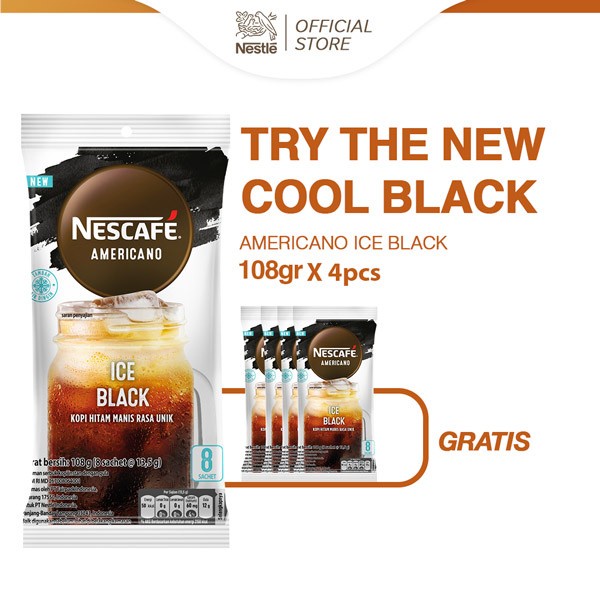 

t01thy Nescafe Coffee Kopi Americano Ice Black 108Gx4Pcs Gratis Hadiah Ds20X11