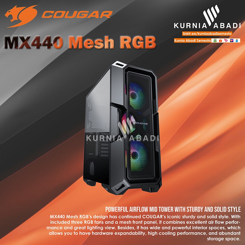 COUGAR GAMING CASE MX440 MESH RGB Mid Tower Casing Komputer