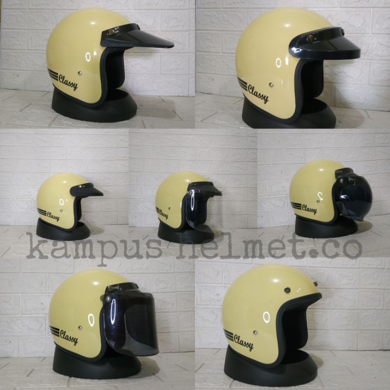 Helm Motor retro list classic_helm bogo Dewasa SNI_helm bogo murah