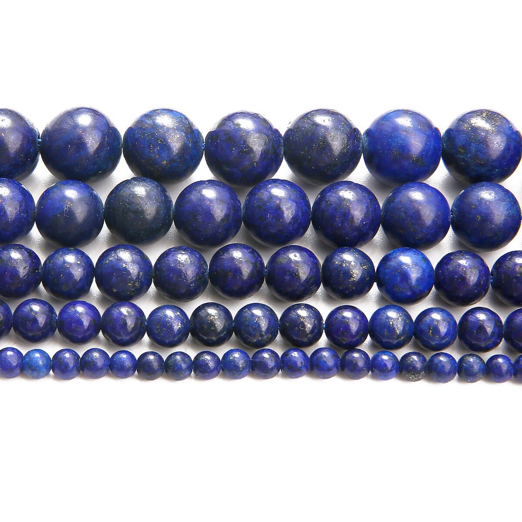 32-89 pcs Manik-manik Batu Alam Lapis Lazuli Bulat Longgar Manik-manik Batu untuk Membuat Perhiasan DIY Gelang Anting-Anting Aksesoris 4/6/8/10 Mm