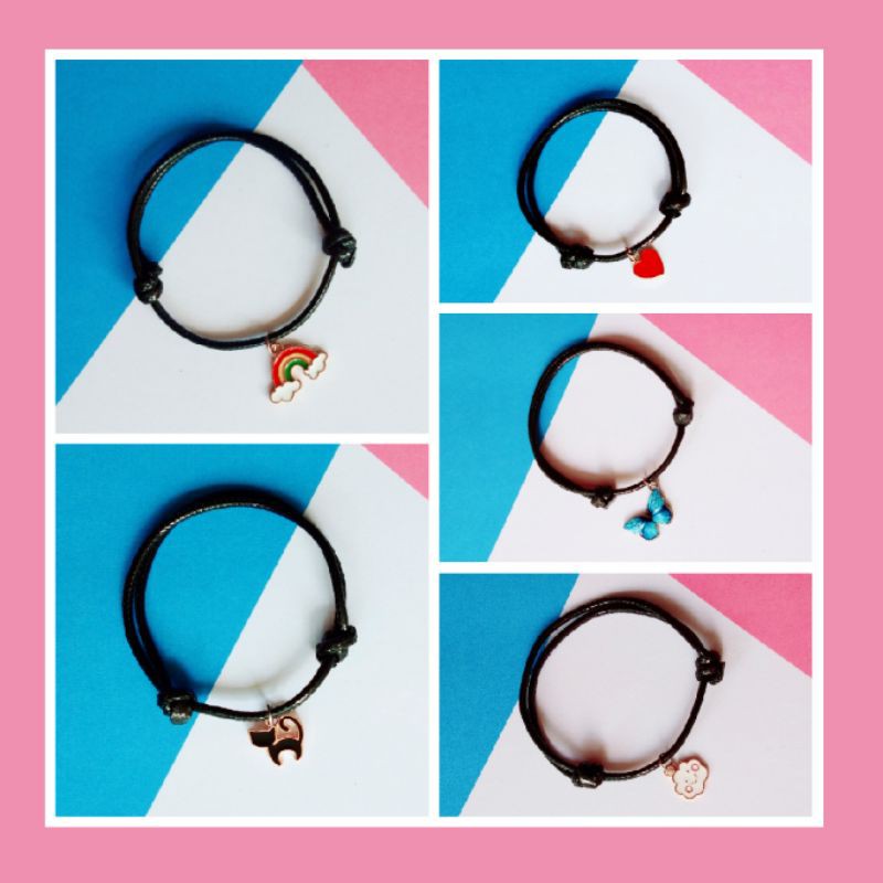 Gelang tali bracelet gelang persahabatan charms awan kucing love gelang nama magnet gelang couple