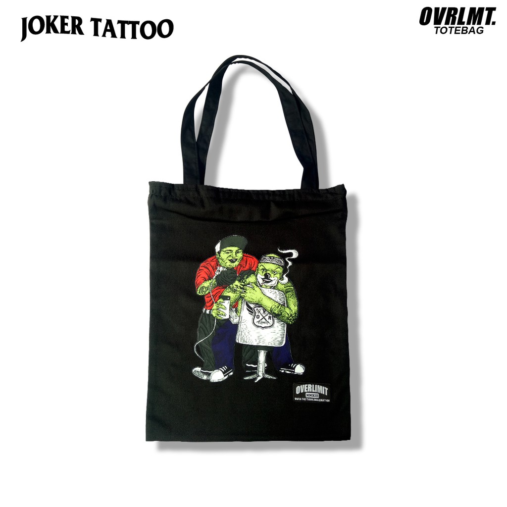 Tas Totebag OVERLIMIT Tote Bag Resleting Serba Guna / Totbag Distro Tas Tootbag Casual Tot Bag Motif Tattoo