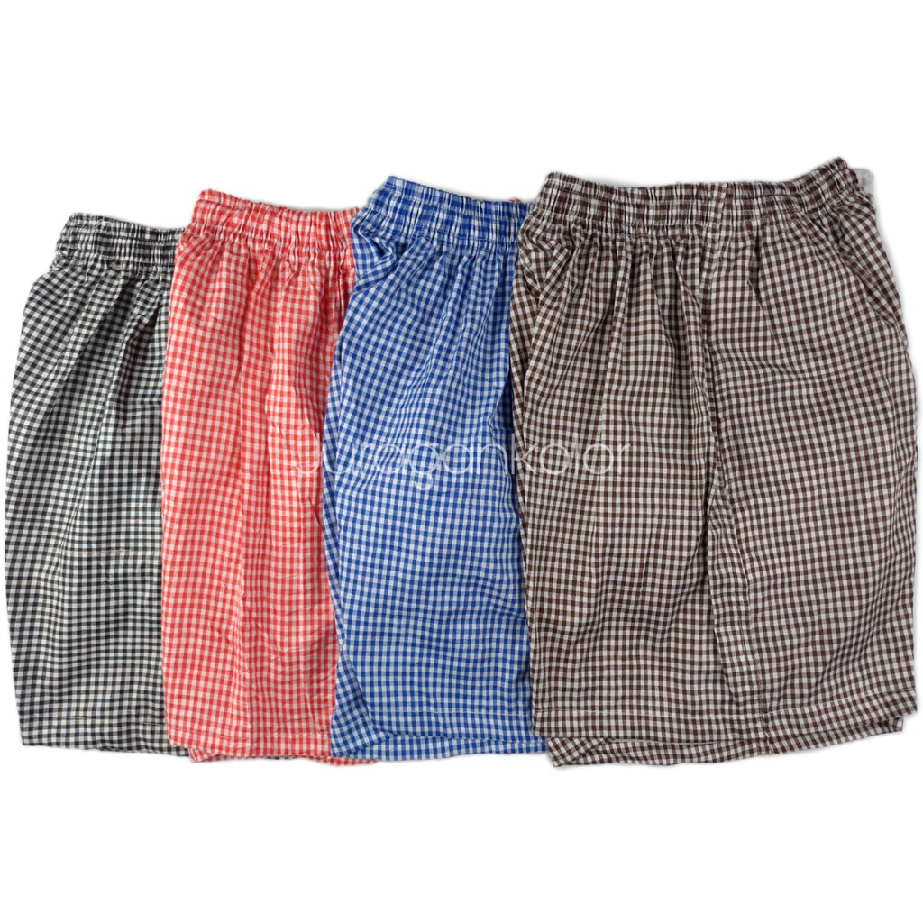 [Dapat 4 Pcs] Celana Pendek Pria / Wanita Santai Motif Kotak Salur (Short) -KTK52