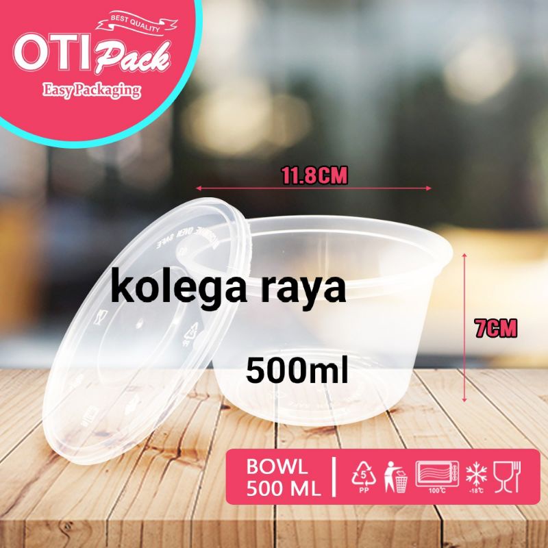 Kotak Makan Thinwall Plastik OTB 500ML  Model Bowl Mangkuk Isi 25PCS